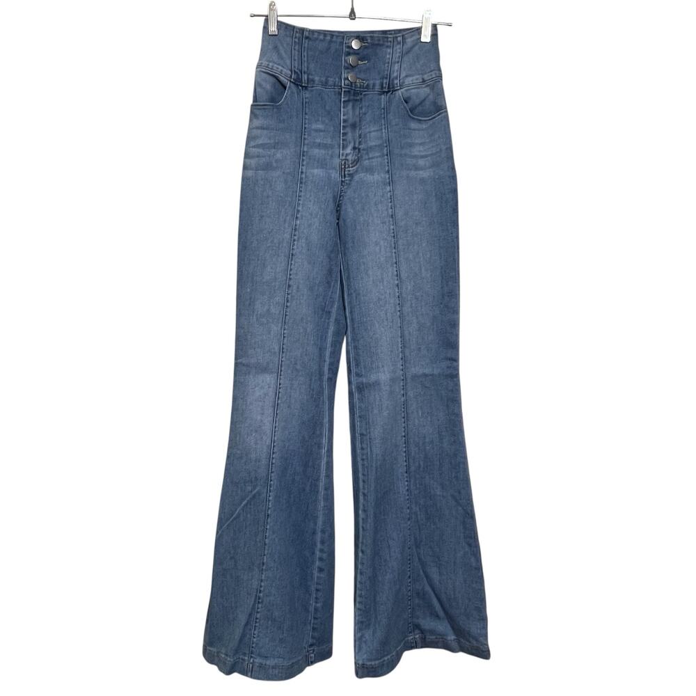 Jealous Tomato High Rise Flare Jeans Size S Blue Stretch Denim